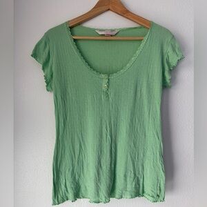Green Victoria Secret Blouse Short Sleeves Blouse Romantic Lace